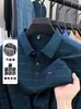 Camisa polo masculina para meia-idade e idosos com bolsos reais, novo estilo outono 2026, listrada, confortável, camiseta de manga comprida para homens