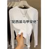Camiseta Básica Negra de Manga Larga con Cuello Redondo Estilo Europeo para Mujer, Nuevo Top Elástico de Otoño, Algodón Peinado Transfronterizo, Cómodo