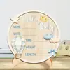 Letrero de Madera con Hitos Conmemorativos para Recién Nacidos Transfronterizo, Adorno de Madera Plano 2D, Anuncio de Nacimiento de Bebé, Letrero de Bienvenida