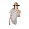 Design com Renda e Decote V, Camiseta de Manga Curta para Mulheres, Verão Novo, Solta, Cobre a Gordurinha, Versátil, Doce, Top Bordado para Mulheres