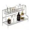 Estante de Secado de Doble Capa para Fregadero de Acero Inoxidable Estante de Almacenamiento para Encimera de Baño Estante de Almacenamiento para Escritorio de Tocador