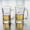 Atacado de fábrica copo de vidro transparente para restaurante Copo de Chá copo de cerveja com alça imprimível logo de publicidade copo de cerveja cintura fina
