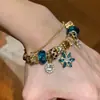 Mergulhando no Mar Profundo~Pulseira de Miçangas Flor Cintilante para Mulheres Luxo Leve Exquisite Sensação de Alto Padrão Flor Estrela Fio de Mão