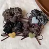 Goma para el pelo casual estilo francés con lazo en forma de corazón para mujer, adecuada para coletas y moños, accesorio para el cabello de alta elasticidad