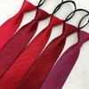 Corbata Roja con Cremallera para Hombre Fácil de Tirar Gratis Novio Padrino Corbata Casual de Negocios Hilo Rayado Teñido 8cm