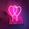 Luz decorativa de neón LED con diseños de rayo, corazón, arcoíris, flamenco, base redonda, adecuada para sala y dormitorio como luz nocturna