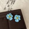 Aretes de Flor Gota de Aceite Azul para Mujer, Retro, Lujo Accesible, Exquisitos, Modernos, Elegantes y Versátiles