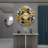 Relógio de Parede Criativo Folha de Ginkgo Estilo Europeu Luxo Leve Relógio Sala de Estar Estilo Americano Simples Decoração de Casa Arte Relógio de Parede