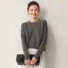 Suéter de cachemira 100% pura, suave y amigable con la piel, para mujer, suéter de cuello redondo de moda, capa base de punto grueso
