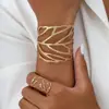 Novo Estilo Europeu e Americano Exagerado Moda Personalidade Conjunto de Anéis Abertos Foscos Geométricos Simples Folha Joias