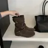 Nuevas botines ajustados de estilo coreano con hebilla retro y plantilla interior que aumenta la altura de 5 cm, perfectos para otoño e invierno, botines de moda para mujer