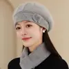 Estilo Novo de Inverno Chapéu para Mãe de Meia-Idade e Idosa Chapéu Boina Quente de Pelo de Coelho da Moda Chapéu de Lã Tricô Espesso com Forro de Veludo para Mulheres