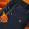 Pantalones largos gruesos, cálidos, casuales y elegantes para hombre con forro de polar para otoño e invierno, adecuados tanto para negocios como para ropa de trabajo, con corte recto