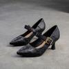 Shanghai Jietu 2024 Verano Nuevo Zapatos de Tacón Alto Pequeño de Punta Temperamento de Una Sola Capa Retro Commuter Combinable Moda Zapatos de Mujer