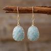 Pendientes de gota con gancho para la oreja creativos con borde de piedra natural de lujo nuevos de alta calidad, joyería de moda TEMU europea y americana