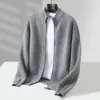 Cárdigan de Terciopelo Baicai de Lana Pura para Hombre con Cuello Alto y Cierre Completo Otoño/Invierno Nuevo Estilo Casual Versátil Suéter de Punto Base