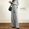 Coleção Outono 2026: Calça Casual Original de Algodão Wide-Leg, Cintura Alta, Emagrecimento para Figuras em Formato de Pera, Calça de Corte Reto, Calça Feminina de Alta Qualidade