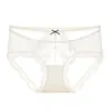 Bragas Francesas Sexys de Malla de Encaje Semi-Transparentes con Lazo para Mujer Cómodas Transpirables Algodón Puro en la Entrepierna Braguitas Triángulo de Cintura Media