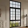 Janela de Vidro Xadrez de Luxo Leve Francês Tipo Guilhotina Design Retrô com Vários Painéis e Barras Janela de Liga de Alumínio Sistema Residencial Comercial à Prova de Som