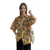 Camisa Floral de Manga Curta para Férias no Havaí para Mulheres Roupas de Viagem para Sanya Camisa Estilo Hong Kong Praia Litorânea Super Fada