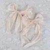 Bolsa de Gasa Perlada Satín Nieve Accesorios para el Cabello Hechos a Mano DIY Decoración de Flor de Lazo Grande Plisado Ramo de Flores Cinta de Satín Cinta de Satín