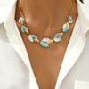 Collar con Pendientes Estilo Europeo y Americano para Vacaciones Esmalte Empalmado Aleación Ecológica Pintura de Hojas Joyería Artesanía Pesada Joyería de Bloqueo de Color