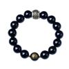 Pulsera de Obsidiana Natural, Pulsera con Patrón de Flor Fantasma de Montaña, Joyería Unisex Oro Negro