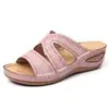 Sandalias para Mujer 2026 con Tacón de Cuña y Punta Abierta, Suela Gruesa, Talla Grande, Bordadas Multicolor, Nuevo Modelo de Comercio Exterior