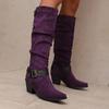 Botas de Comércio Transfronteiriço Outono/Inverno 2026 Novas Botas de Cavaleiro em Camurça Tamanho Grande 40-45 Bico Fino Botas de Salto Alto para Mulheres