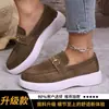 Mocasines cómodos sin cordones para mujer, nuevo estilo 2026, punta redonda, suela gruesa, detalle de cadena, zapatos casuales sin cordones, disponibles en tallas grandes