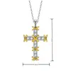 Kaiwei Nuevo Colgante de Cruz Doble Color Chapado en Oro Cruz Colgante de Circonita Collar Cadena de Personalidad Forma XO Europea y Americana
