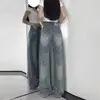 Jeans Rectos Estilo Americano Retro para Mujer Otoño Nuevo Tallas Grandes MM Cintura Alta Sueltos Adelgazantes Pantalones Anchos Estilo Perezoso