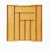 Organizador de Cajón de Cubiertos de Bambú Extensible, Bandeja Multiceldas Ajustable para Cubiertos de Cocina, Divisor de Almacenamiento de Utensilios de Madera para Cucharas, Tenedores, Cuchillos y Gadgets de Cocina