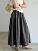 Falda A-line de retazos estilo japonés suave Luxi para mujer, 26 otoño nuevo de cintura alta que cubre la cadera adelgazante falda midi 3992