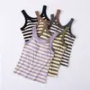 Nueva Camisola Fina de Rayas para Primavera y Verano con Copas para Mujer, Estilo Popular para Usar en Capas