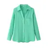 Ropa de mujer transfronteriza al por mayor 2026 nueva moda casual versátil color liso con botones manga larga cuello camisero top