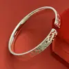 Pulsera de plata Hielo Roto para mujer plata de ley 9999 plata pura pulsera maciza joyería exquisita regalo de cumpleaños estilo abierto