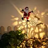 Lâmpada de Projeção Oca em Ferro Forjado Alimentada por Energia Solar à Prova d'Água para Exterior Lâmpada de Bule do Papai Noel Luz de Decoração de Paisagem de Gramado
