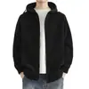 Chaqueta de Polar Pesado para Hombre, Polar con Capucha Otoño e Invierno, Cárdigan Grueso con Cremallera, Sudadera de Polar Elegante