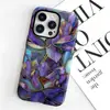 Funda protectora de doble capa para iPhone 16 con estampado de flor de loto de vidrio morado vintage, la más vendida en Shopee, funda de teléfono de cobertura total para 17pm