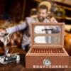 Caixa de charuto portátil do hidratante da parte superior de madeira com higrômetro caixa de vidro transparente cubana de madeira do cigarro
