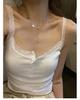 Otoño e invierno Nuevo chaleco interior cálido cepillado con botones, tirantes de encaje sexy para mujer, camiseta básica ajustada adelgazante