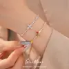 Pulseira ajustável com cruz de zircônia banhada a ouro 18k real, toque de luxo leve e de alta qualidade, joia personalizada estilo ins