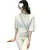Suéter de Punto de Seda Fresco para Verano, Lavable, Estilo Suave y Relajado con Cuello de Chal, Top Sencillo y Elegante de Color Sólido para Mujer