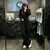 Conjunto de Moda Casual Estilo Europeu para Mulheres, Novo Conjunto Tendência Outono/Inverno 2026 com Calça Wide Leg de Tricô de Cintura Alta