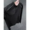 Camiseta de manga comprida estilo americano com zíper no ombro, camisa polo Henley masculina de outono, camiseta básica casual e folgada para adolescentes