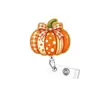 Porta-credencial retráctil más vendido transfronterizo, clip de insignia giratorio de pavo de otoño, porta-insignias de calabaza con purpurina al por mayor