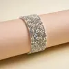 Juego de diez piezas de pulseras geométricas vintage europeas y americanas con incrustaciones de diamantes, joyería versátil de alta gama minimalista de nicho para mujer