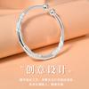 Pulsera plateada de plata 925 para mujer, pulsera plateada, seda, flores, brocado, temperamento abierto y juvenil, versátil