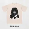 Camiseta Informal Holgada de Manga Corta con Estampado de Dibujos Animados y Anime, Algodón Lavado Transpirable Delgado de Verano, Transfronteriza, 230g